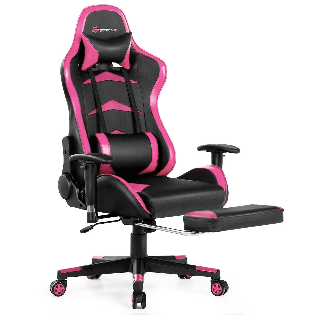 Premium Massage Gaming Chair with Retractable Footrest & Lumbar Support