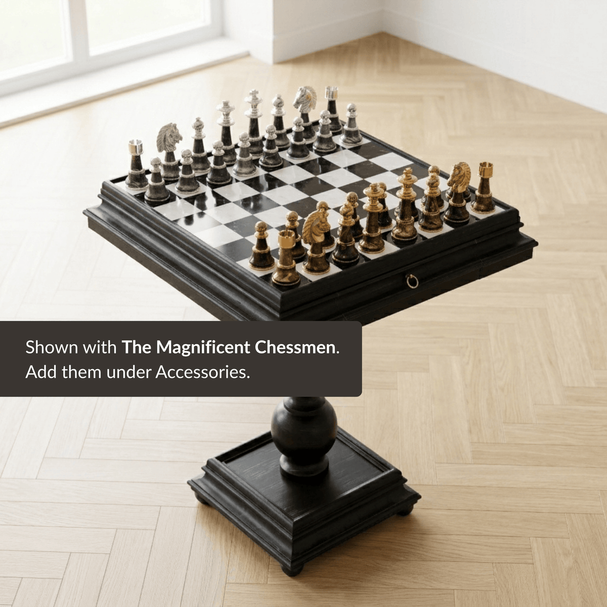 23.5" Black Italian Marble Chess Table