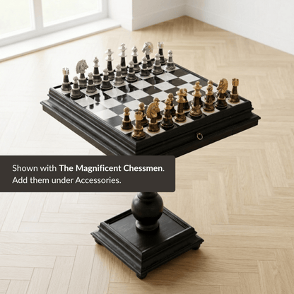 23.5" Black Italian Marble Chess Table