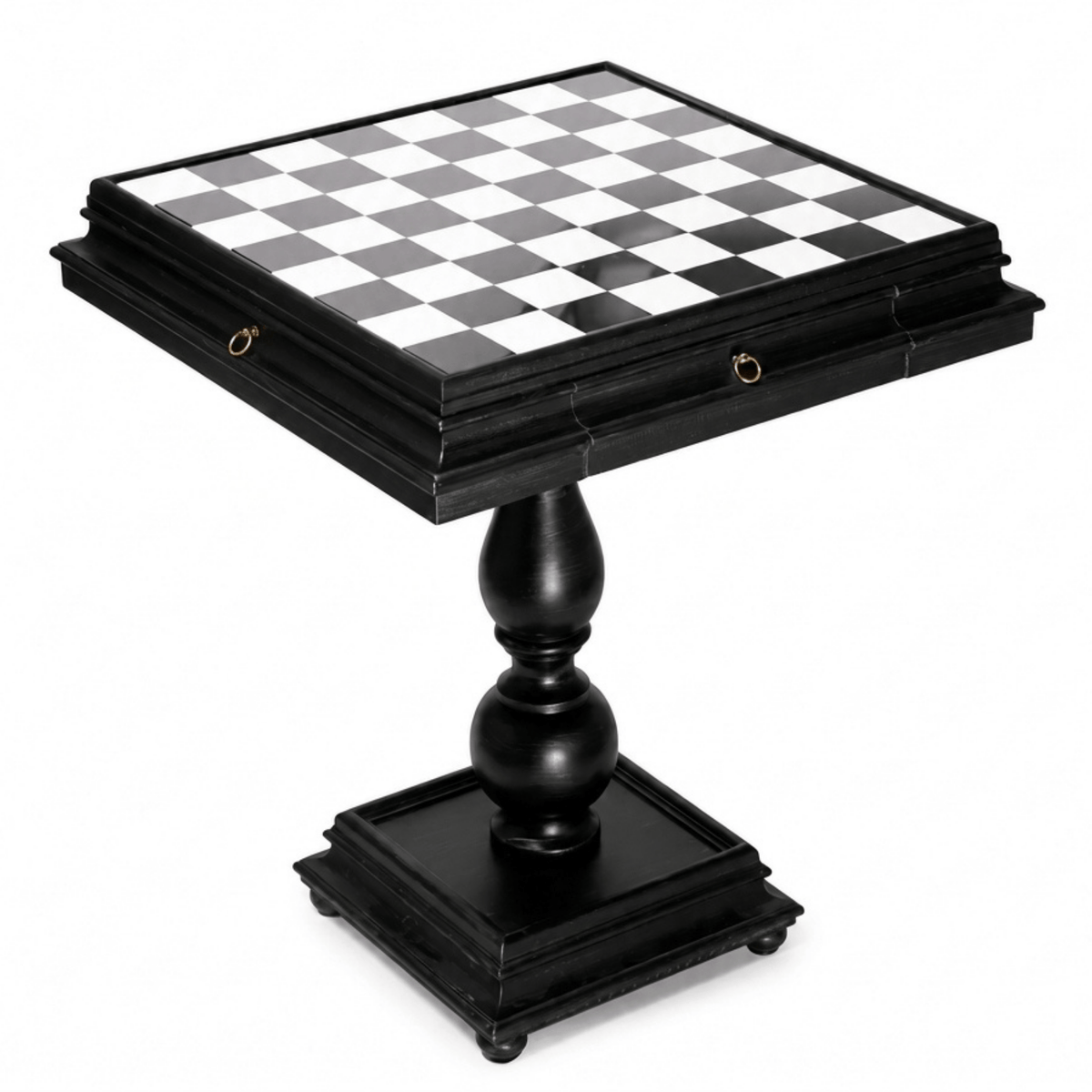 23.5" Black Italian Marble Chess Table