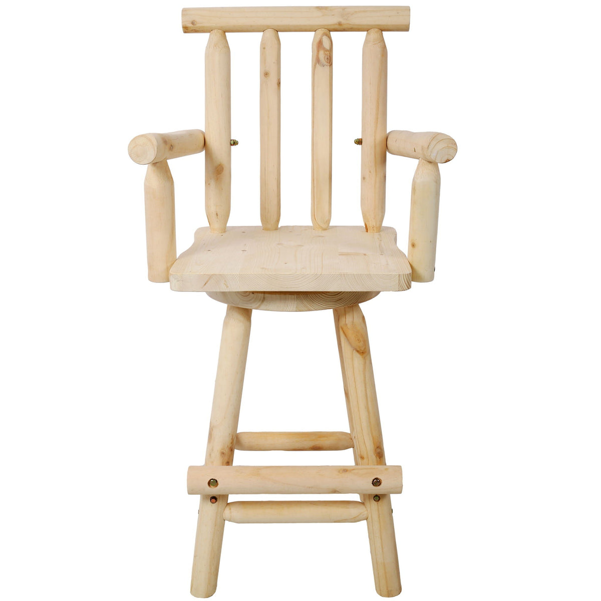 Rustic Bar Stool with Wide Armrest and 360° Swivel - Dark Brown or Light Brown