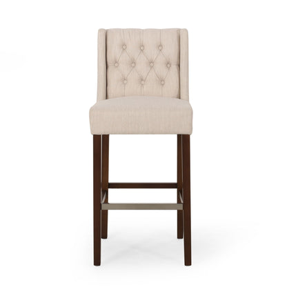 Upholstered Barstool with Button Tufted Wing Back - Multiple Colors