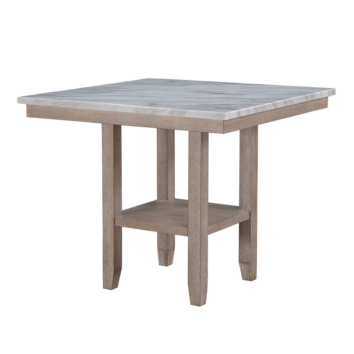 Natural Bar Table and Bar Stools Set with Marble Finish - 5 Piece