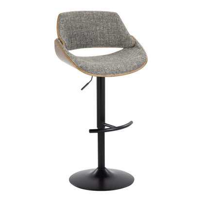Mid-Century Modern Adjustable Bar Stool Set with Rounded T Footrest - Dark Gray or Light Blue