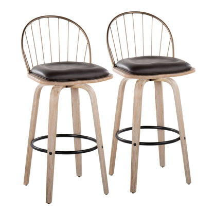 Industrial Fixed Height Barstool Set with Swivel and Removable Cushion - Light Brown or Black