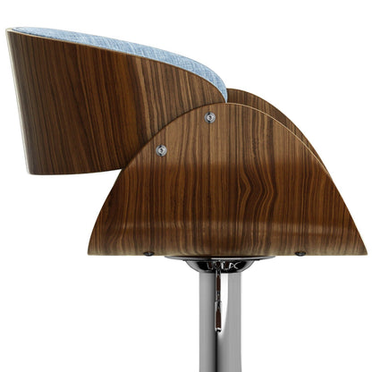 Mid Century Modern Adjustable Swivel Bar Stool with Bentwood Frame - Black, Light Blue, Dark Gray, White
