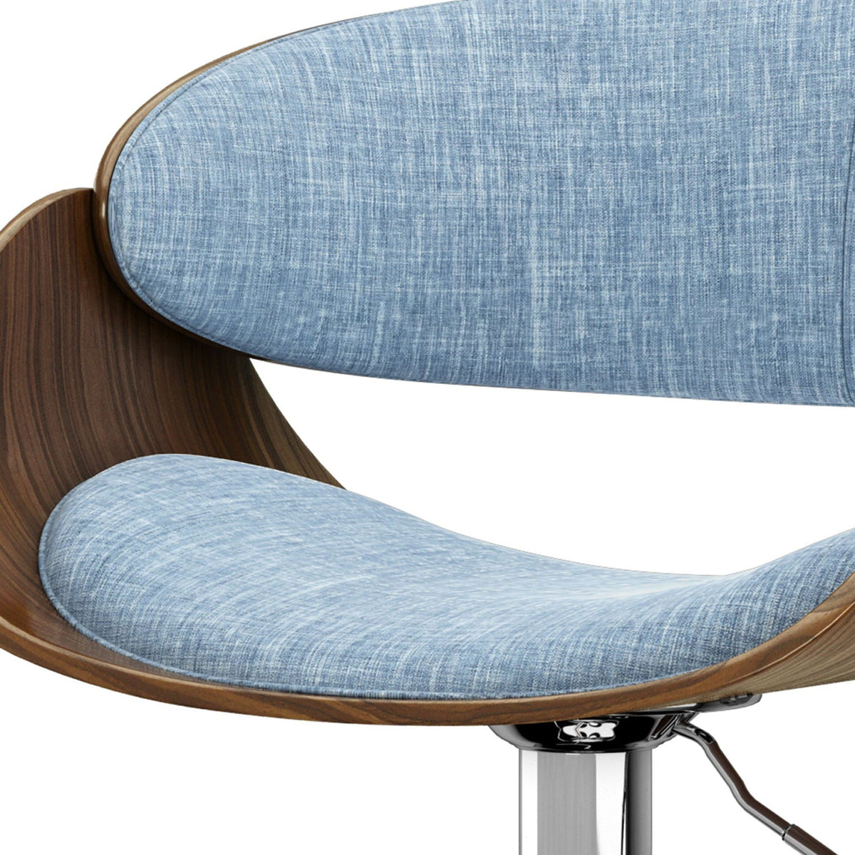 Mid Century Modern Adjustable Swivel Bar Stool with Bentwood Frame - Black, Light Blue, Dark Gray, White