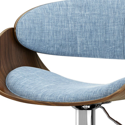 Mid Century Modern Adjustable Swivel Bar Stool with Bentwood Frame - Black, Light Blue, Dark Gray, White