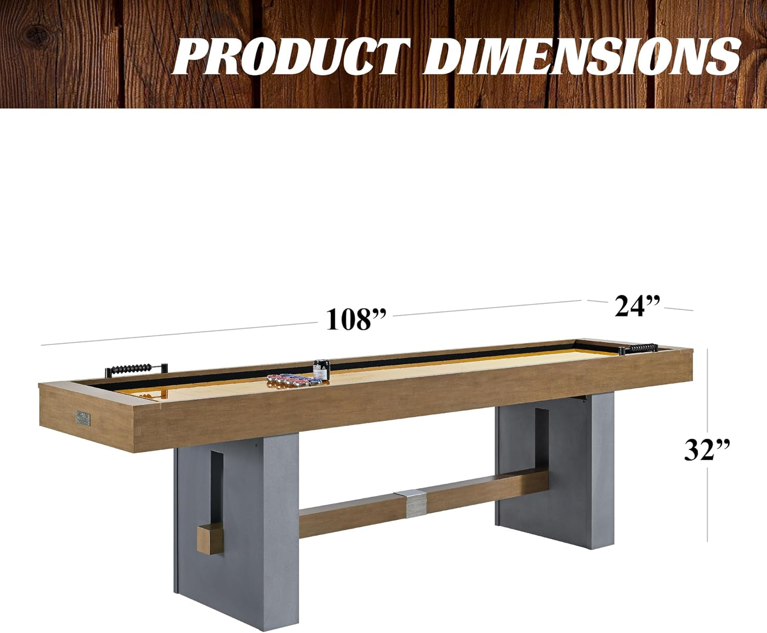 Barrington Urban Shuffleboard Table with Scratch-Resistant Playfield and 8-Puck Set