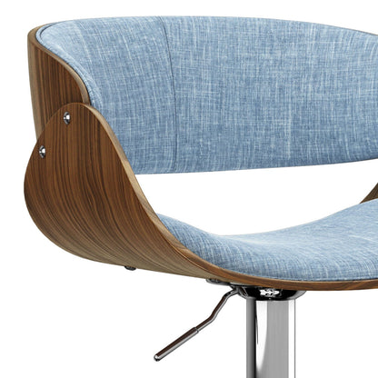 Mid Century Modern Adjustable Swivel Bar Stool with Bentwood Frame - Black, Light Blue, Dark Gray, White