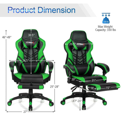 Adjustable Ergonomic Gaming Chair with Footrest - 6 Color Options