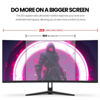 34 In. 1500R Curved Gaming Monitor, WQHD 3440X1440P 144Hz Ultra-Wide Computer Screen W/Freesync, Hdmi&Displayport, Black