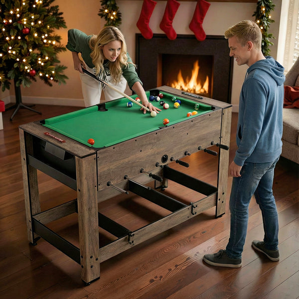 48" 2-in-1 Swivel Foosball and Pool Combo Table with Accessories