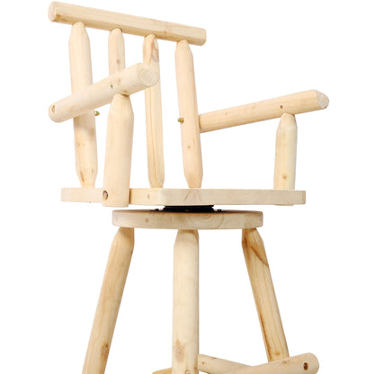 Rustic Bar Stool with Wide Armrest and 360° Swivel - Dark Brown or Light Brown