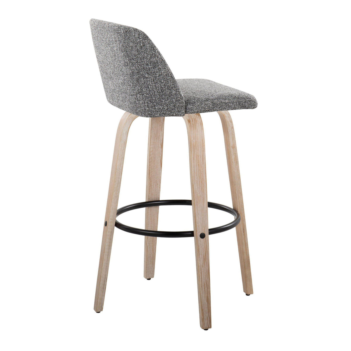 Mid-Century Modern Fixed Height BarStool Set with Swivel Footrest - Multiple Colors