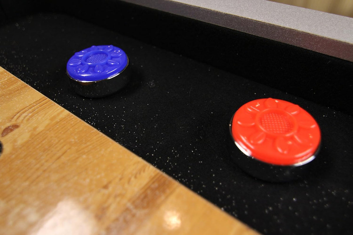 9-Foot LED Shuffleboard Table with Poly-Coated Surface for Enhanced Puck Performance and Adjustable Pedestal Legs for Optimal Stability