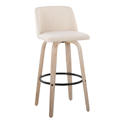 Mid-Century Modern Fixed Height BarStool Set with Swivel Footrest - Multiple Colors