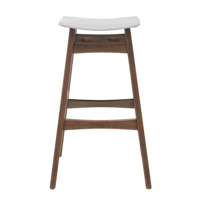 Mid Century Modern Bar Stool Set with Upholstered Seating - Beige or Dark Gray