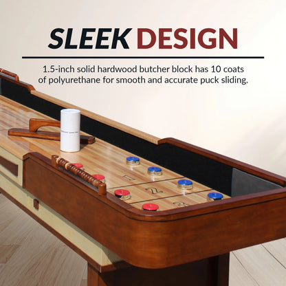 Premium 12-Ft Merlot Shuffleboard Table for Ultimate Game Room Fun