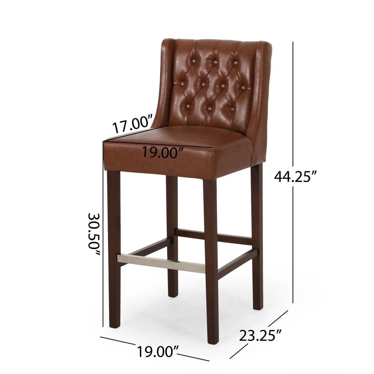 Upholstered Barstool with Button Tufted Wing Back - Multiple Colors