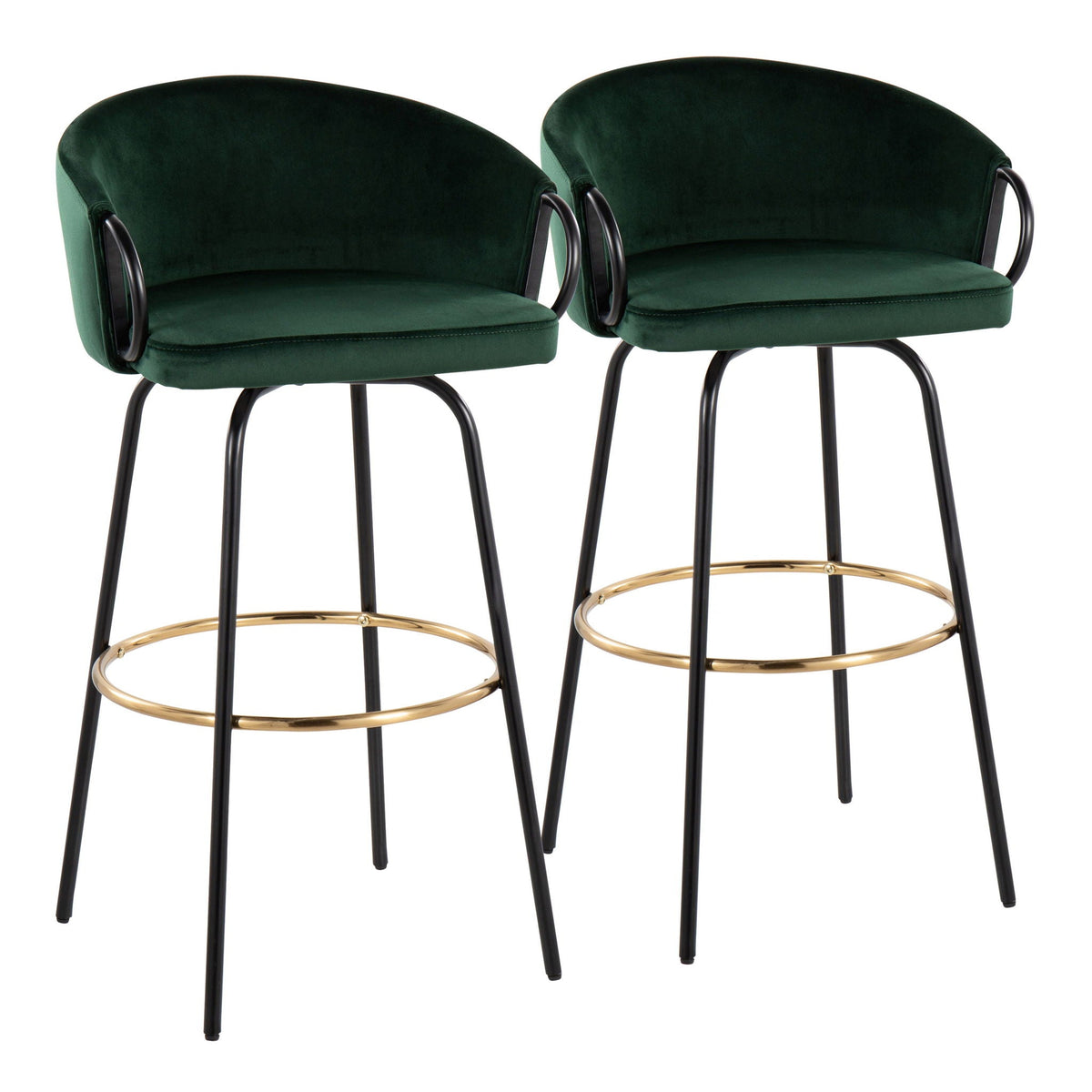 Claire Contemporary Barstools with Footrest, Set of 2 - Multiple Colors
