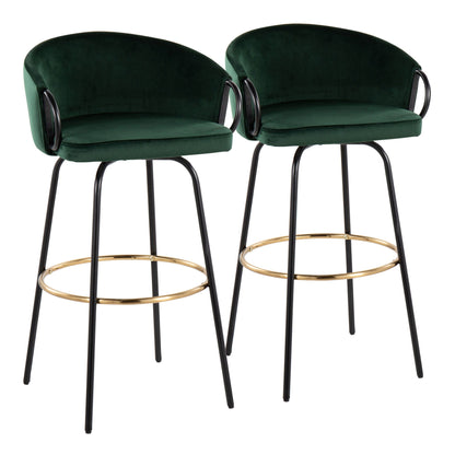 Claire Contemporary Barstools with Footrest, Set of 2 - Multiple Colors
