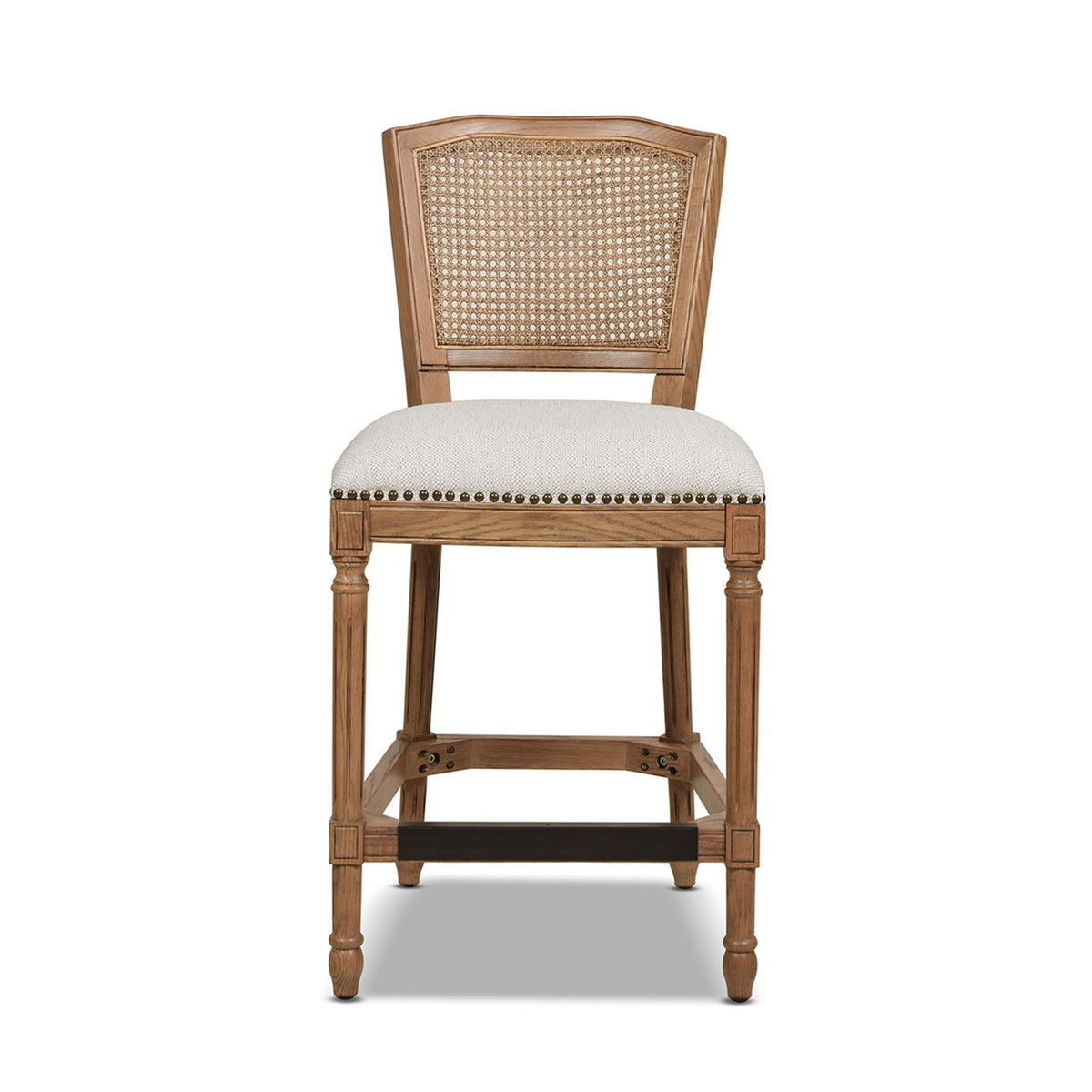 Rattan Wicker High Back Counter Bar Stool with Oak Frame - Gray or Dark Brown