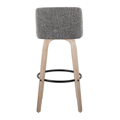 Mid-Century Modern Fixed Height BarStool Set with Swivel Footrest - Multiple Colors