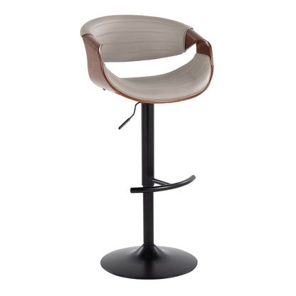 Symphony Mid Century Modern Adjustable Barstool Set with Swivel and T Footrest - Black, Beige, Pearl Silver