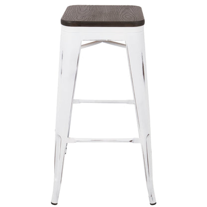 Contemporary Barstool Set of 2 with Stackable Design - Black or White
