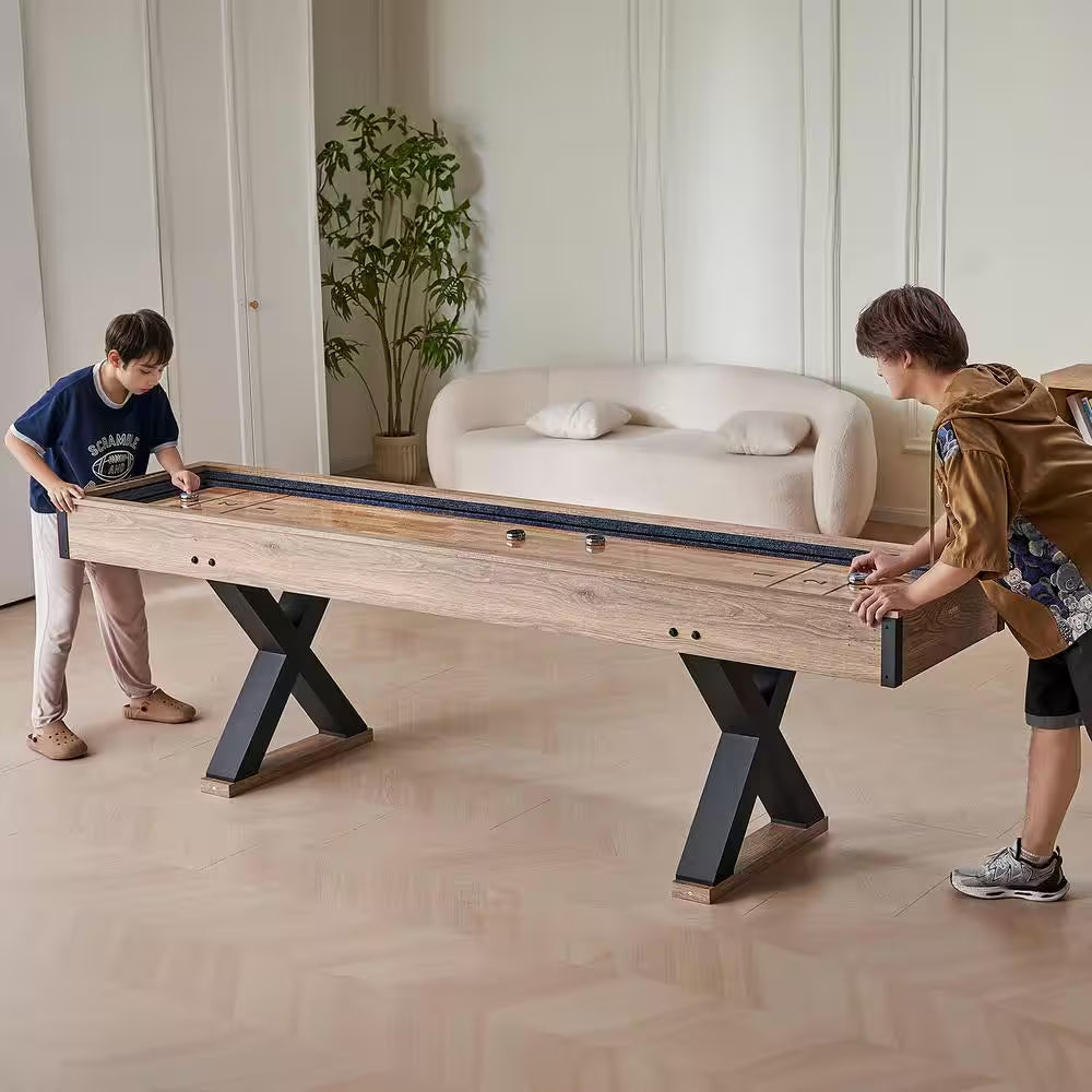 Shuffleboard Table, 9 Ft. Shuffleboard for Family Game Rooms, 2-In-1 Shuffleboard and Bowling Combo Game Set, Playfield