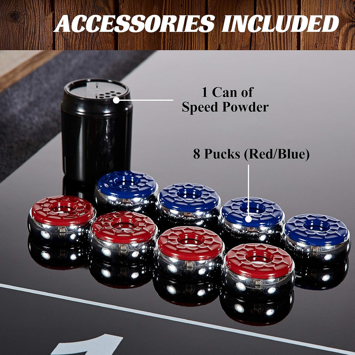 Barrington 9-Foot Shuffleboard Table with Durable Scratch-Resistant Playfield and Eight-Puck Set
