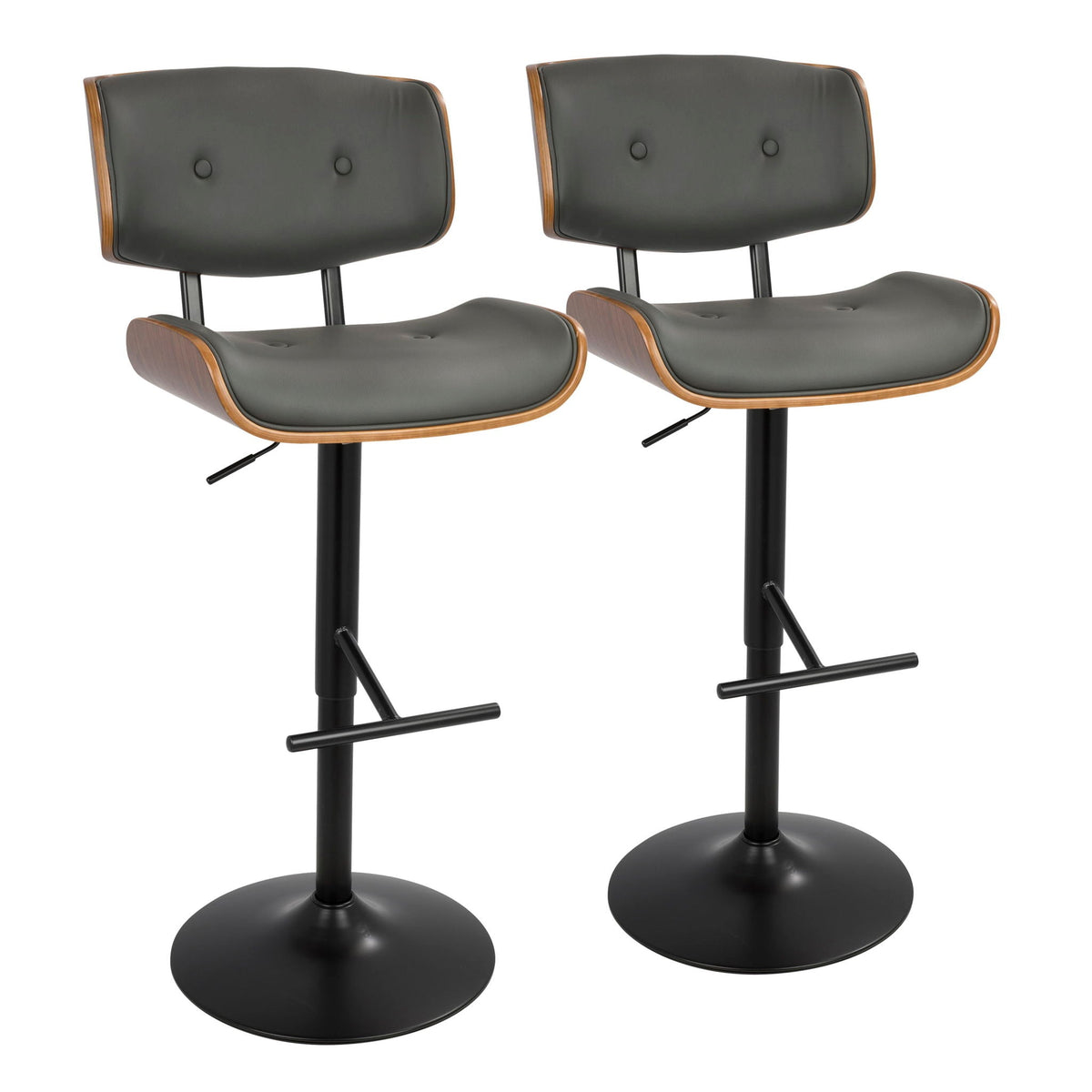 Mid-Century Modern Adjustable Barstool with Swivel - Black, White, Dark Gray