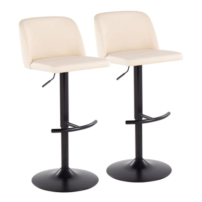 Contemporary Adjustable Bar Stool Set with Rounded T Footrest - Multiple Colors