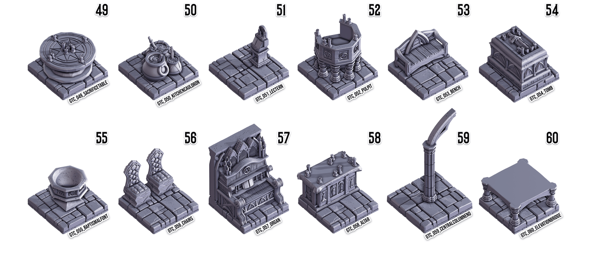 3D Printed Cast n Play Death x Tiles Complete Gothic Set 28mm 32mm D&D