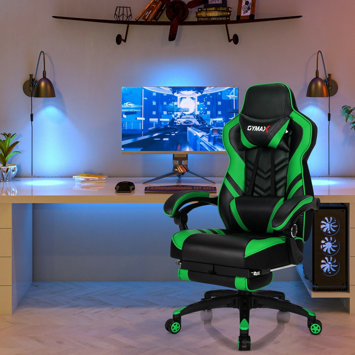Adjustable Ergonomic Gaming Chair with Footrest - 6 Color Options