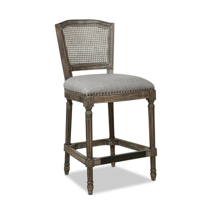 Rattan Wicker High Back Counter Bar Stool with Oak Frame - Gray or Dark Brown