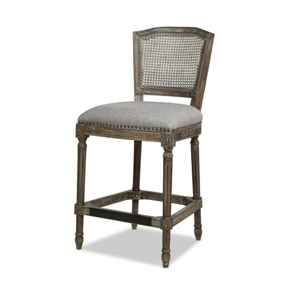 Rattan Wicker High Back Counter Bar Stool with Oak Frame - Gray or Dark Brown