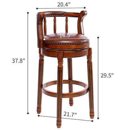 Swivel Cow Top Wooden Bar Stool with 360-Degree Rotation - Blue or Dark Brown