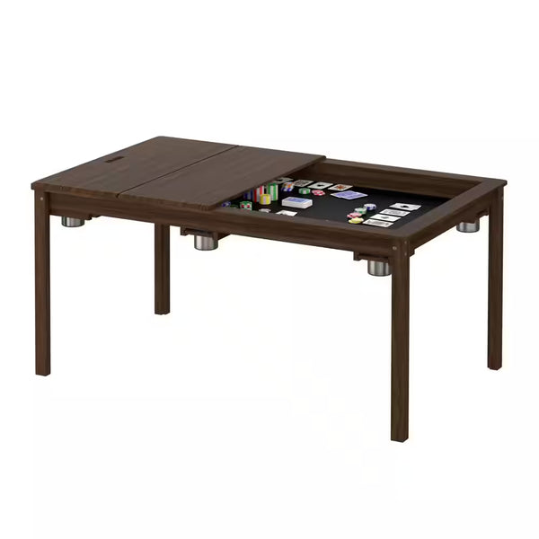 Wood Poker Table Convertible Gaming Table for 4-6 Players with Removable Tops