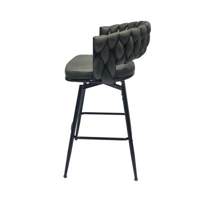 Bar Stool 360 Swivel with Back Footrest - Upholstered, Set of 2