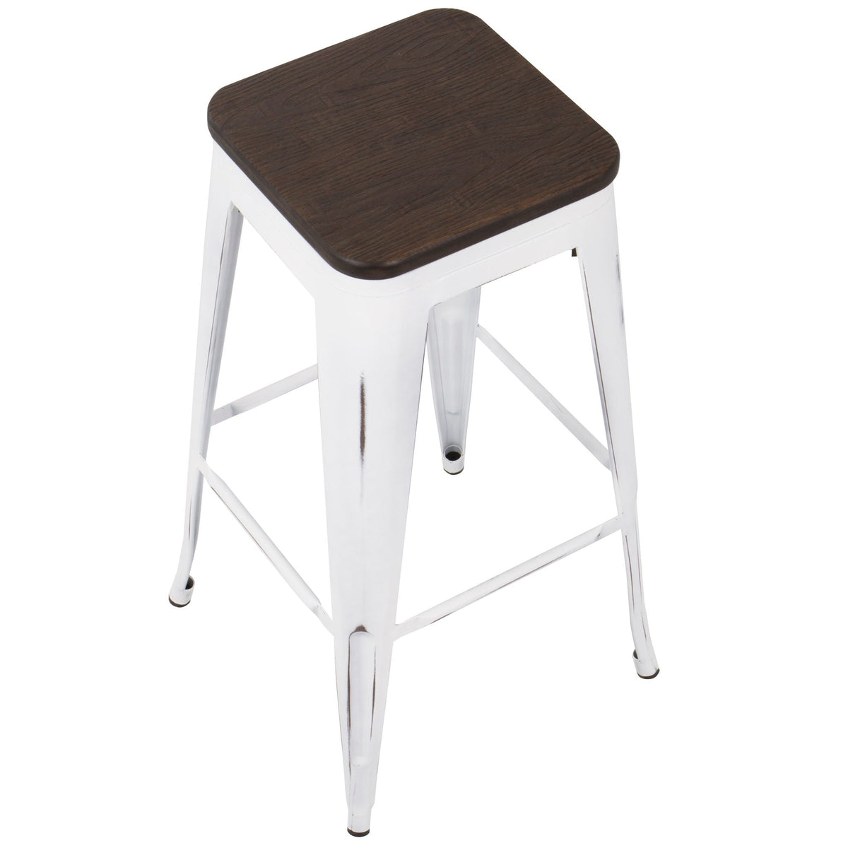 Contemporary Barstool Set of 2 with Stackable Design - Black or White