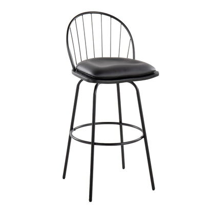 Farmhouse Barstool Set with Swivel and Round Footrest - Black or Dark Brown