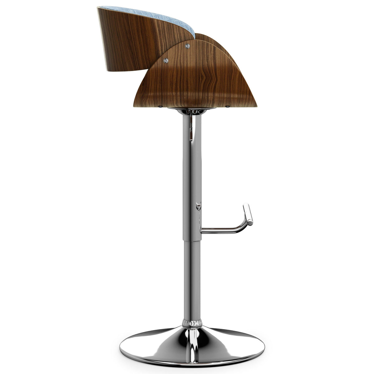 Mid Century Modern Adjustable Swivel Bar Stool with Bentwood Frame - Black, Light Blue, Dark Gray, White