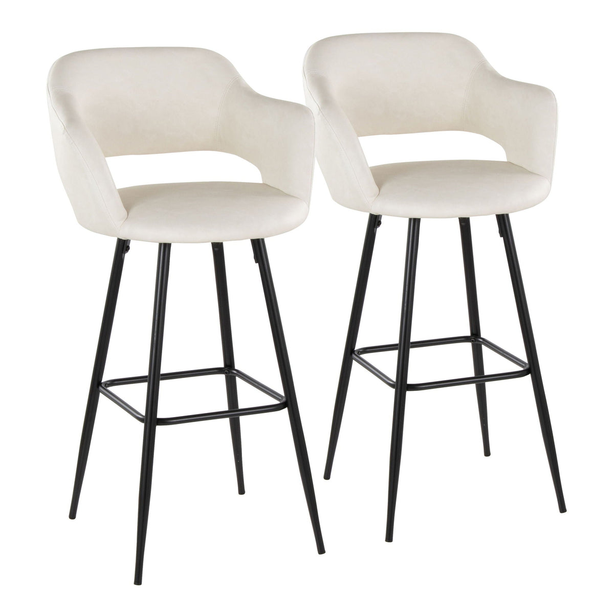 Contemporary Fixed Height Barstool Set of 2 with Square Footrest - Multiple Colors
