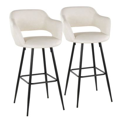 Contemporary Fixed Height Barstool Set of 2 with Square Footrest - Multiple Colors