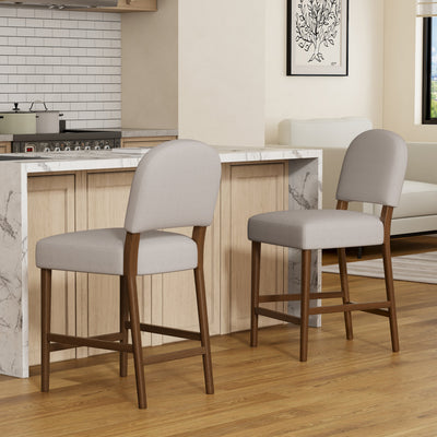 26-Inch Seat Height Bar Stool with Light Gray Fabric - Light Gray