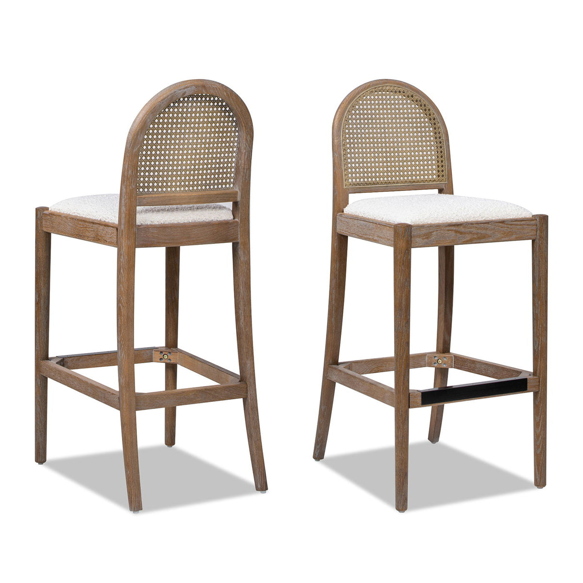 Curved Back Cane Bar Stools with Natural Cane Webbing - Black or White