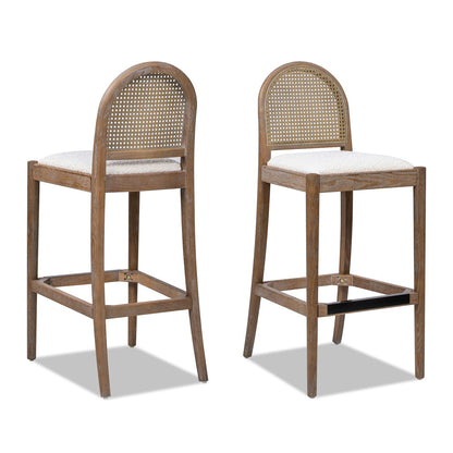 Curved Back Cane Bar Stools with Natural Cane Webbing - Black or White