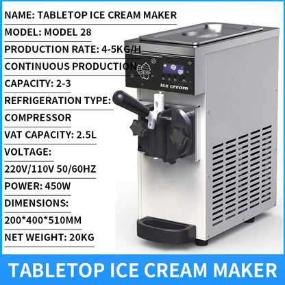 Ice Cream Machine, Commercial Stall Fully Automatic Sundae Ice Cream Machine, Milk Tea Dessert Ice Cream Machine 110V/220V